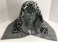 Vintage Glentex 100 Acrylic Black  White Scarf Japan 30.5  x 30.5  