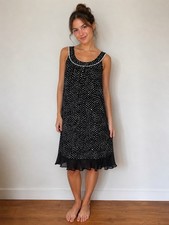 Simply Vera Wang Nightgown Medium Black & White Polka Dot Rayon Sleepwear