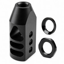 1/2x28 Thread Tanker Style Muzzle Brake for .223 5.56 223 FREE With jam nut