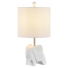 JYL1143D 17.5" Bohemian Elephant Table Lamp for Kids Room, White Resin Animal...
