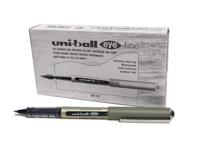 Uni Ball Eye Fine Black Ballpoint Pens 12 Count Water Resistant Ink