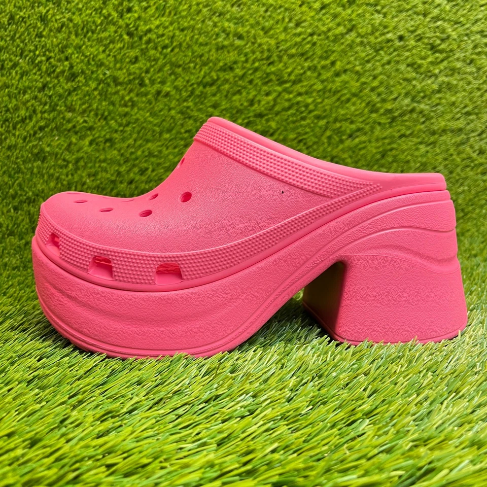 Zueco Crocs Sirena Mujer Talla 9 Rosa Playa Clásico Exterior Tacón Plataforma Sandalias Foto 3 de 4