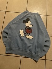 Vintage 1980s Disney Mickey Mouse Crewneck Sweatshirt Size Medium Sky Blue USA