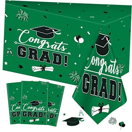 3 Pcs Graduation Tablecloth - Congrats Grad Table Cloth for 