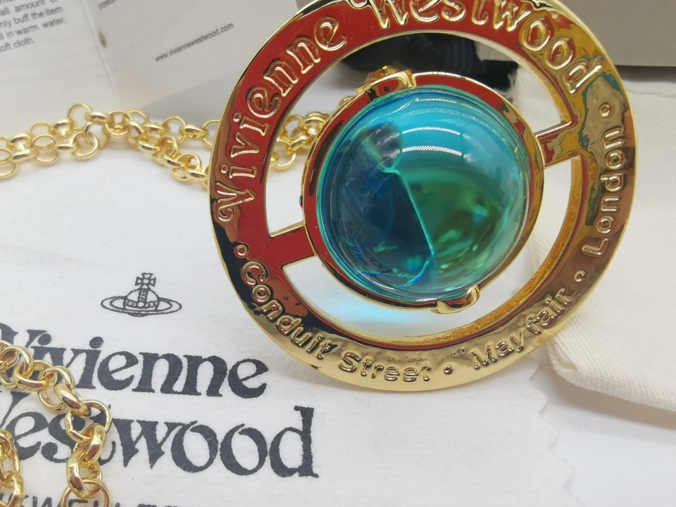 Vivienne Westwood Small Orb Green Gold Necklace P516987 - Image 2 of 4