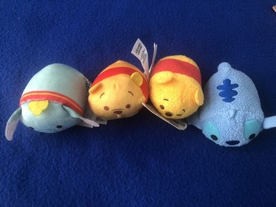 DISNEY LOT Tsum Tsum Pooh (2) Dumbo Stitch Mini 3  Plush Stuffed Animal Toy