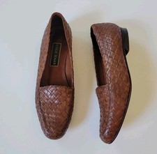 Brangano Cole Haan Vintage Woven Leather Loafers 8.5AA Chocolate Brown Slip On