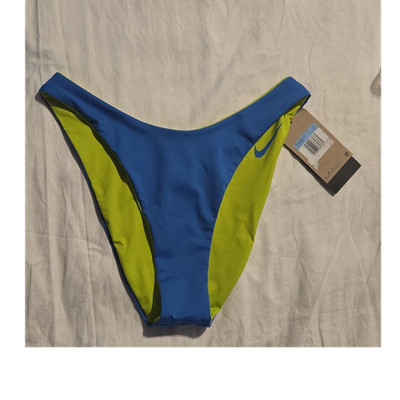 Nike Women s Blue/Green Colorblock Bikini Swim Bottom Size M Lined Stretch Logo