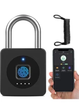 Elink Smart Fingerprint PadLock With Cable Biometric Keyless, Weatherproof New