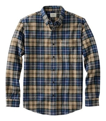 LLBean Mens Blue MacKellar Scotch Plaid Flannel Shirt Size Med Trad Fit $59.99