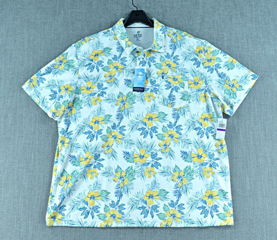 Izod Saltwater Polo Shirt Men's 2XL Floral Sunshield Pro Performance Wicking NWT