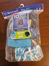 Hanes Boxer Briefs Boys XL 16-18 10 Pairs 100 Cotton Assorted