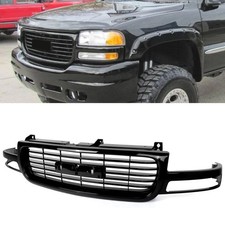 Gloss Black Front Grille For Gmc Sierra 1500 2500 1999-2002 Yukon Xl 2000-2006