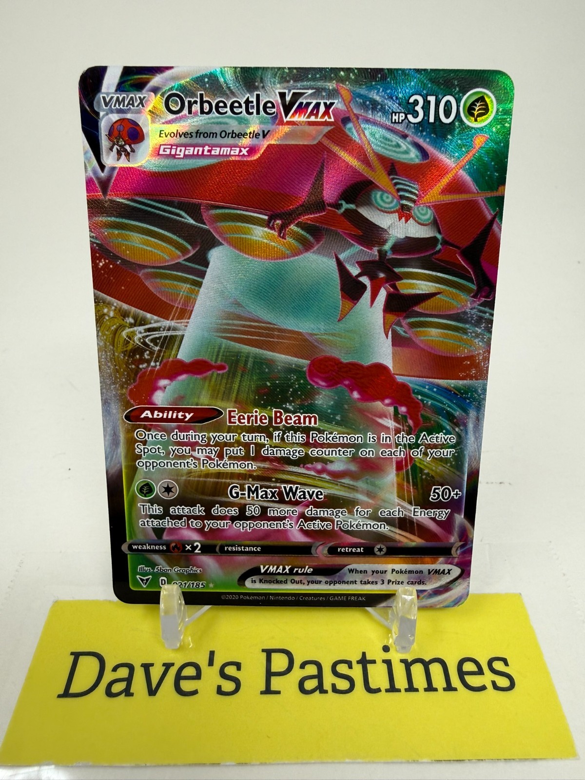 Orbeetle VMAX 021/185 Holo VMAX Rare Vivid Voltage Pokemon Near Mint P1