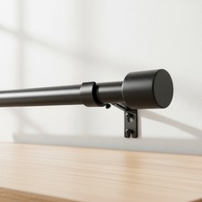 Adjustable Heavy Duty Curtain Rods 1 Inch Diameter Matte Black 30-144 Inches