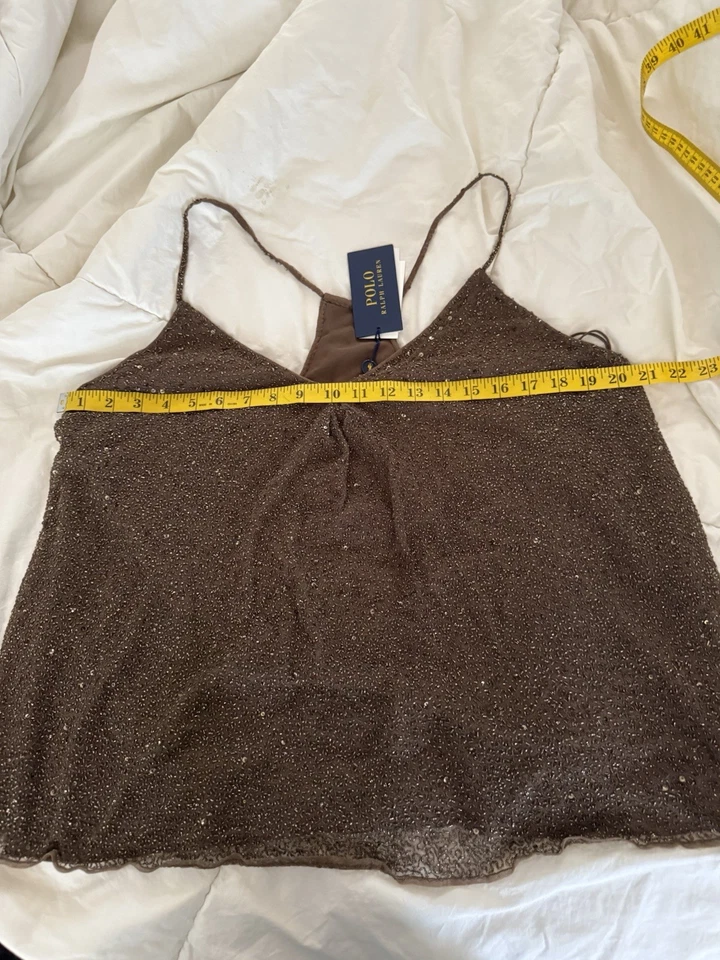 Camiseta sin mangas Polo Ralph Lauren XL con cuentas para mujer nueva con etiquetas Foto 2 de 4