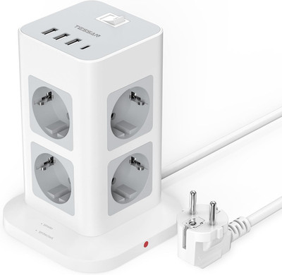 TESSAN 8 Fach Mehrfachsteckdose Mit USB C, Verlängerungskabel 2M Mit 4 USB Und S