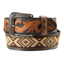 Nocona Men's Embroidered and Embossed Western Brown Belt N210009002