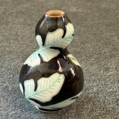 Antique Gabriel Fourmaintraux Miniature Faience gourd vase dollhouse France