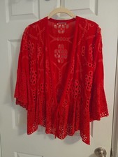 Johnny Was Red Eyelet Kimono M