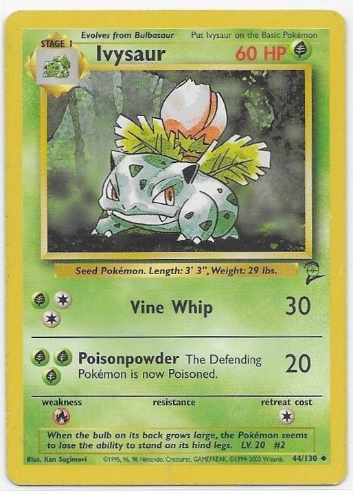 Ivysaur 44/130 Uncommon Base Set 2 Pokemon Near Mint