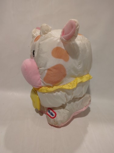 Little Tikes Soft Cow Stuffed Animal Nylon Plush Vintage 1993 White Yellow Pink - Picture 5 of 8