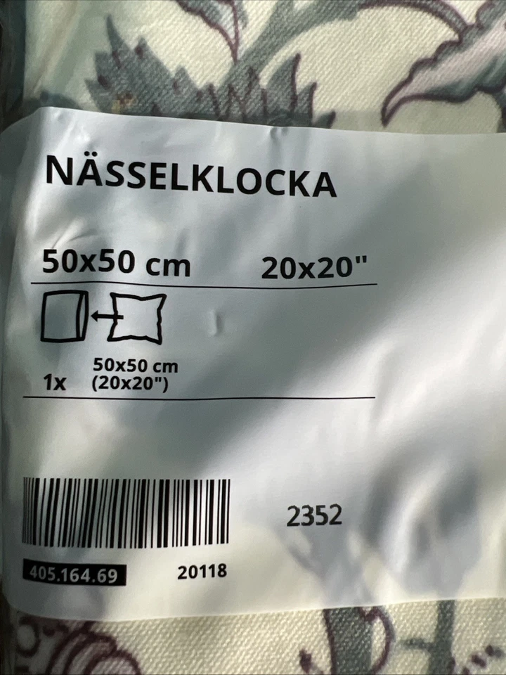 宜家 NASSELKLOCKA 枕垫 20 英寸 x 20 英寸天鹅绒棉花卉 405.164.69 — 第 3/4 张图片