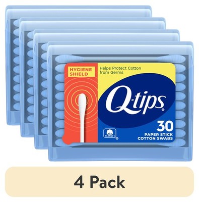 4 pack Q-tips Cotton Swabs, Hygiene Shield Travel Size Toiletries for First Aid