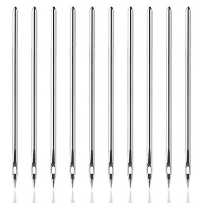 10 Pcs Leather Sewing Awl Hand Needle Canvas Silver