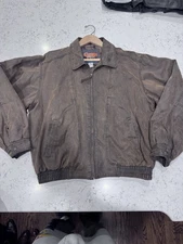 Vtg Cripple Creek Ranchwear Brown Waxed Cotton Bomber Lined Jacket Sz XL BH