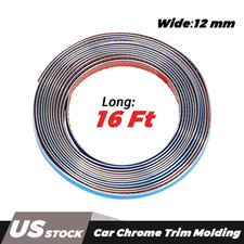 12mm Trim Chrome Molding Decoration Strip Car Door Body Side Protector 16ft
