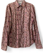 Ladies Horse Show 100% Cotton Paisley Button Down/Royal Highness Equestrian