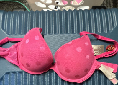 PINK Pink Polka Dot Mesh Underwired T-Shirt Bra 32B Adjustable Straps