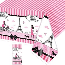 Paris Birthday Decorations Eiffel Tower Tablecloths Pink Paris Theme Eiffel T...
