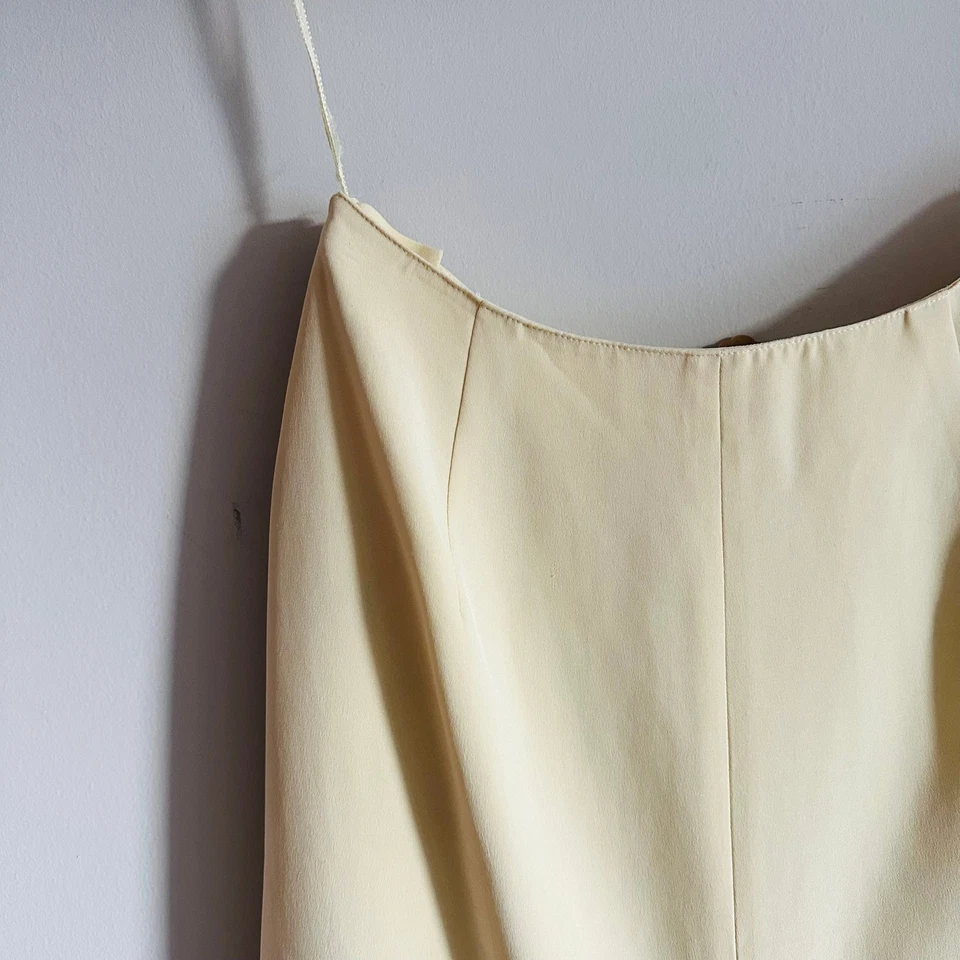 Falda sin cordones lápiz 100 % seda crema Jones New York vintage años 90 talla 8 carrera Foto 3 de 4