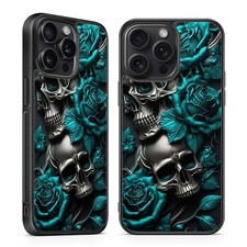 Black Green Sugar Skull Flower Cover iPhone Series Samsung Galaxy Series CASE