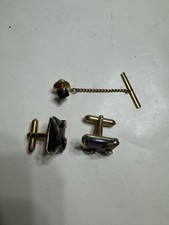 Vintage Swank Cufflinks and Formal Shirt Studs Set Gold Tone MCM Retro