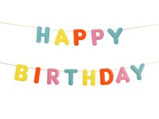 Happy Birthday Filzbanner mit Regenbogenbuchstaben, 3m