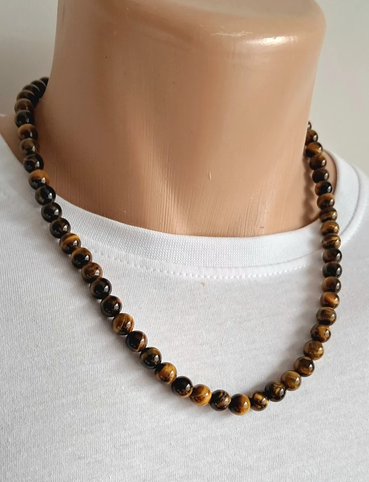 Perlenkette Tigerauge Kreuz Totekkopf kompass Lebensbaum Weihnachtsgeschenk - Bild 3 von 4