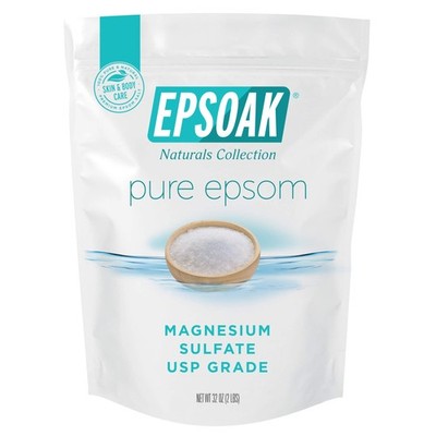 Epsoak Epsom Salt 2 lb. Magnesium Sulfate USP. Resealable Epsom Salt Bag Unscent