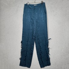 Cinq A Sept Pants Womens 4 Peacock Blue Keaton Jaquard Side Bow Ties Designer