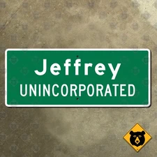 Jeffrey West Virginia unincorporated highway road sign city limit boundary 17x7