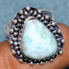 925 Silver Plated Larimar Ring US 7.5 Gifts For Women Fresh Stock Deal GW