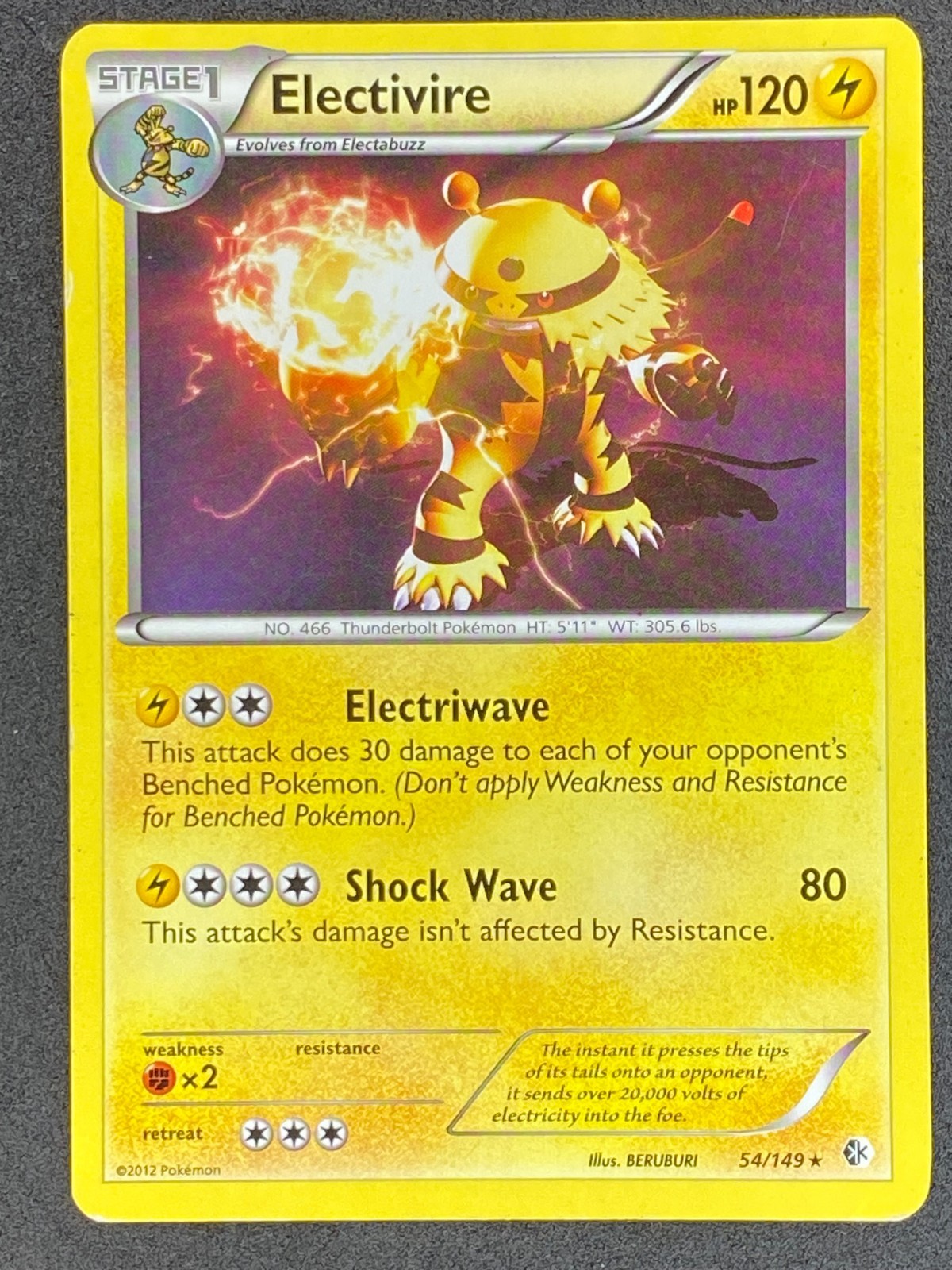 Pokémon Electivire Non Holo 54/149 BCR Boundaries Crossed LP