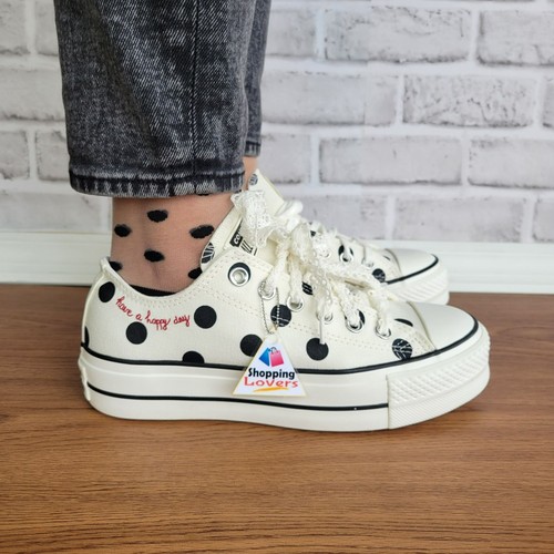 ❤️❤️Converse Chuck Taylor Lift Platform Polka Dots 9 Women's Shoes White A10689C - Picture 5 of 14