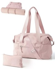 Small Gym Bag with Yoga Mat Holder, Wet Pocket and a Separate Pouch, Small Pink