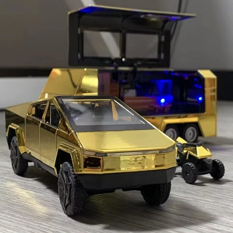 Modello AUTO MACCHINA Cybertruck Oro Off Road Metallo Die-cast 1:32 suoni luci - Immagine 2 di 4
