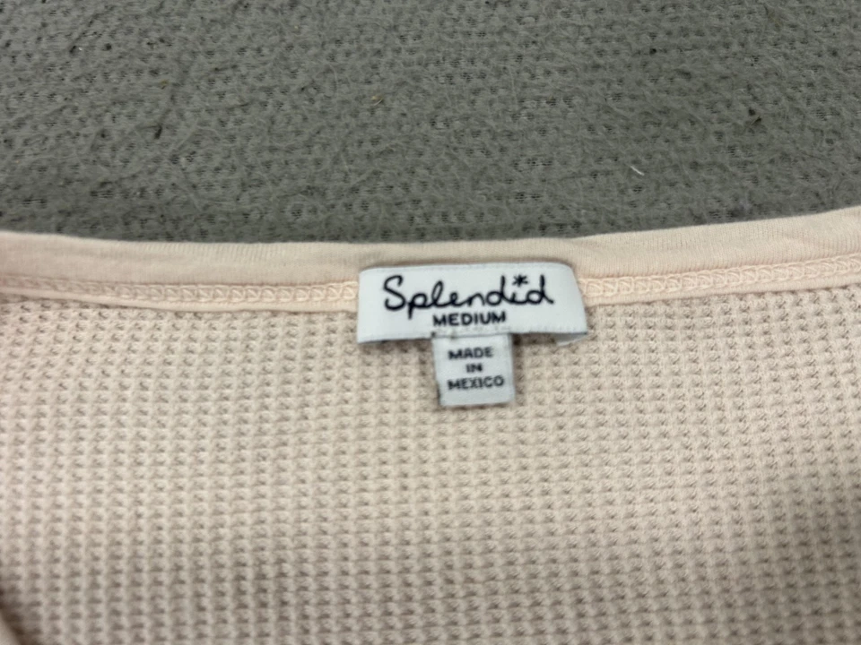 Splendid Henley 衬衫女式中号米色保暖华夫格针织 Bella Swan Y2K — 第 4/4 张图片