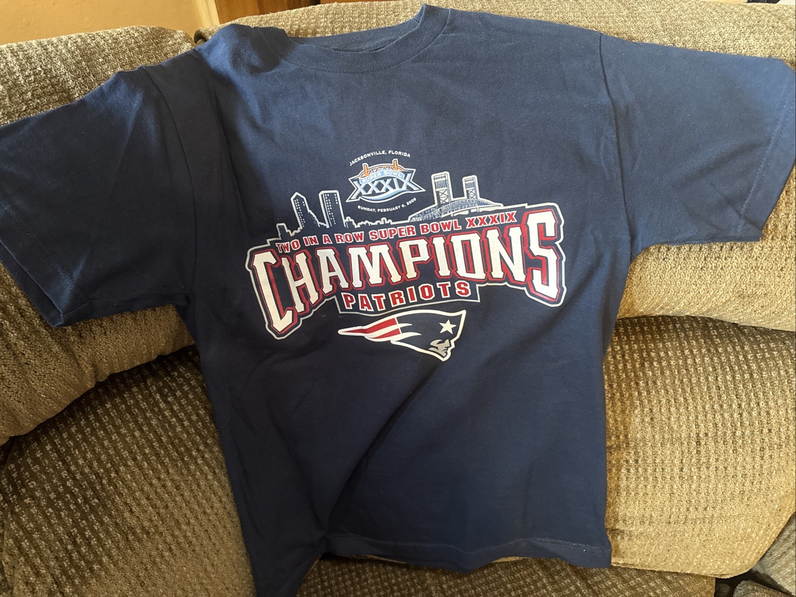 Maglietta New England Patriots 2005 Super Bowl Due In Una Fila Campioni Marina Militare Medium