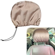 2 Pack Satin Car Headrest Cover Hair-Saving Satin Headrest Cover for Hair brown